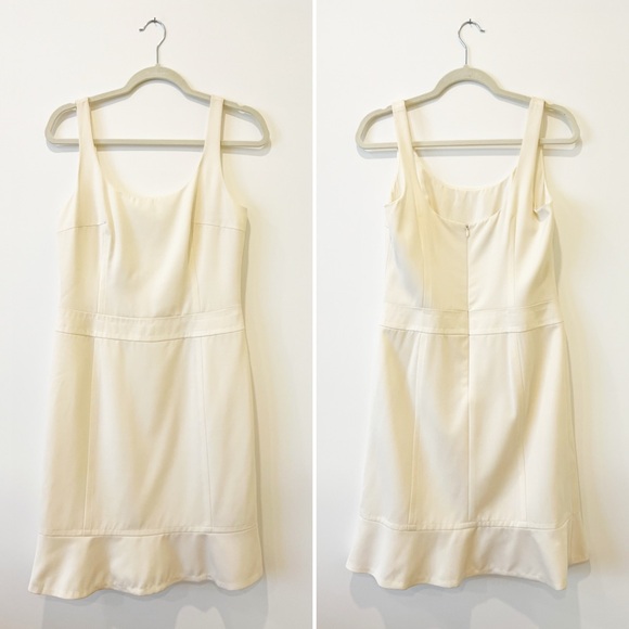 Akris Punto 100% Wool Sleeveless Flounce Dress White Cream Size 6 - Picture 2 of 6